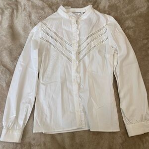 Naf Naf Fancy White Linen Shirt